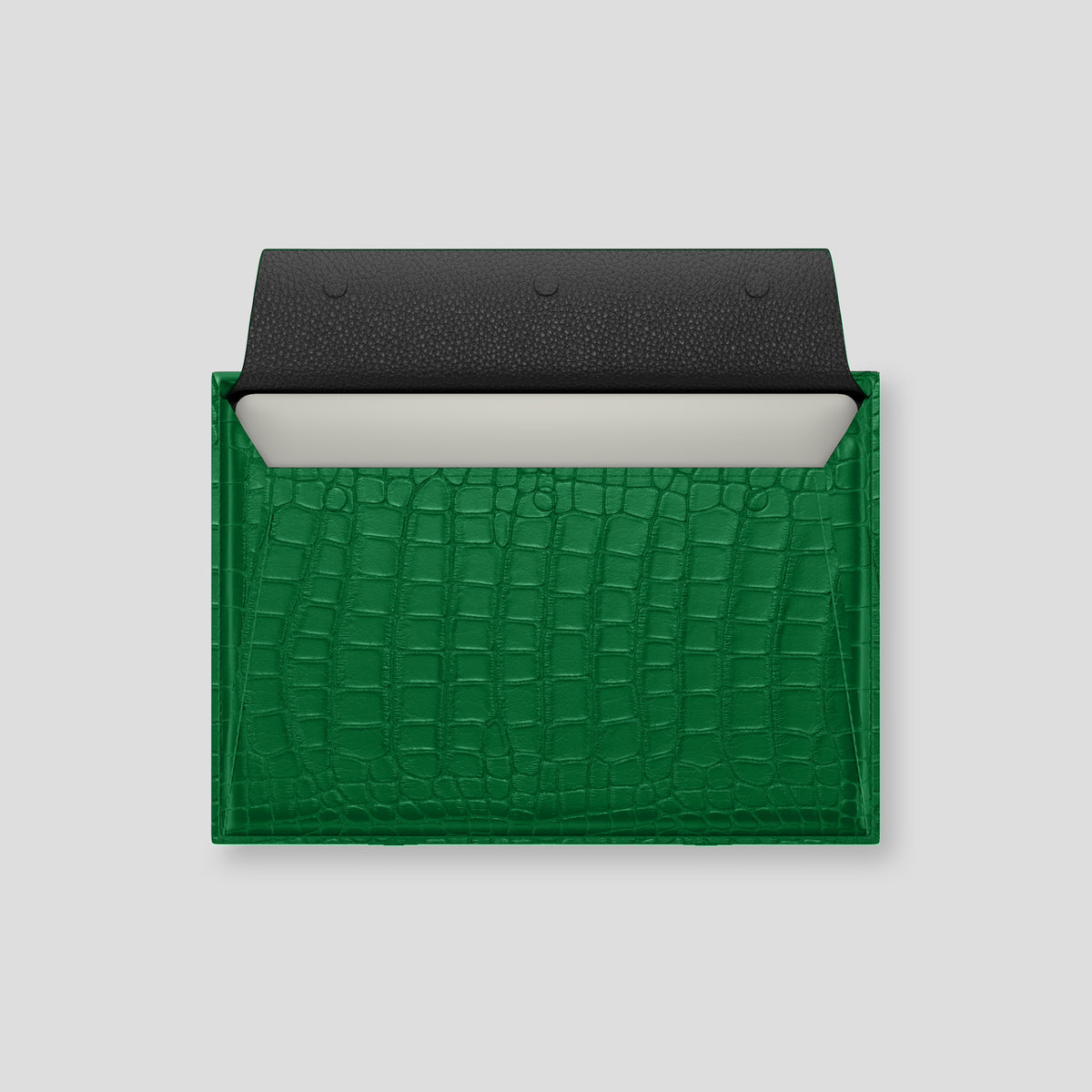 Forest-Green Envelope For MacBook Air In Alligator with Black Metal -3 | Forest-Green-Black