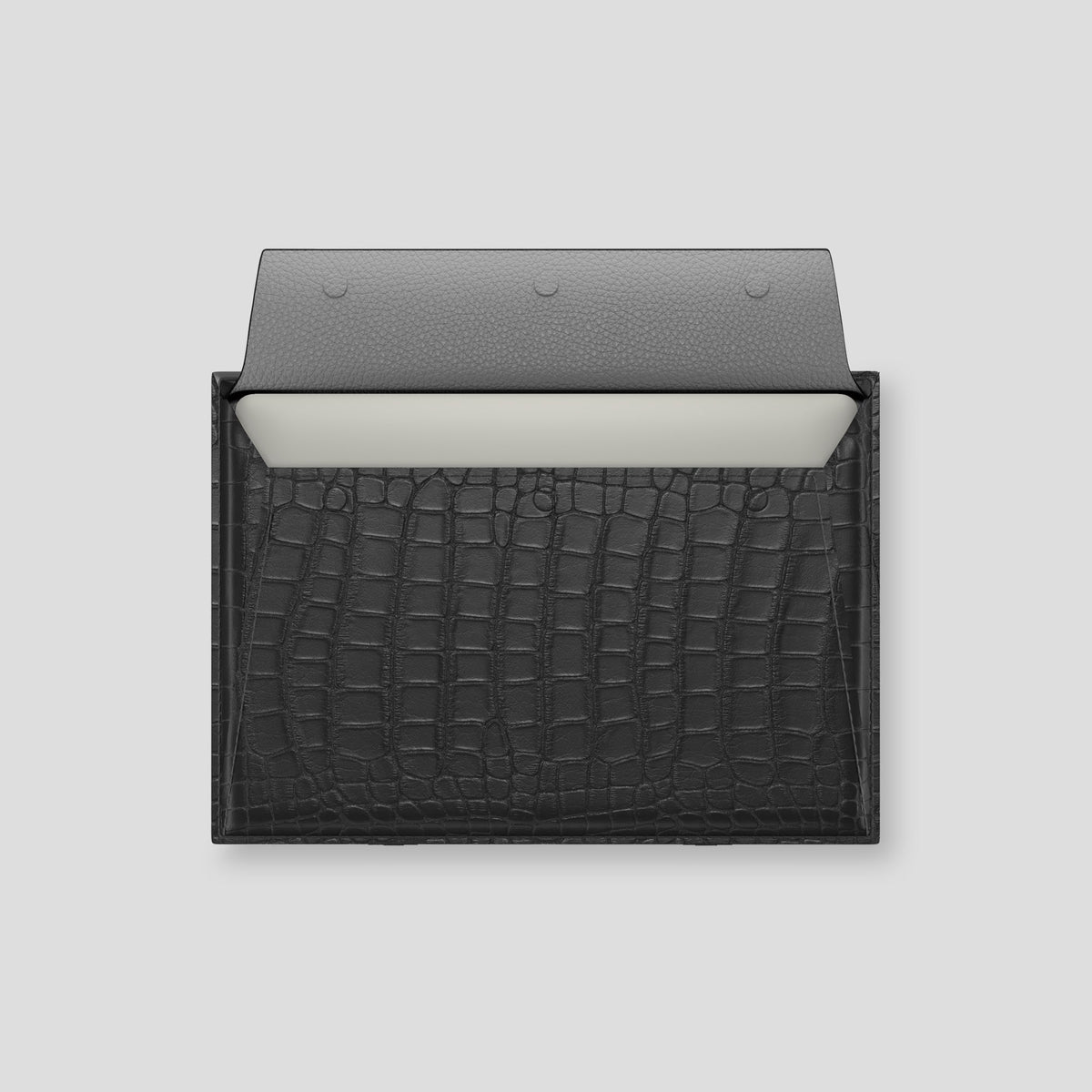 Grey Envelope For MacBook Air 13-inch (2022 / 2024) Alligator with Gold Metal -3 | Grey-Gold