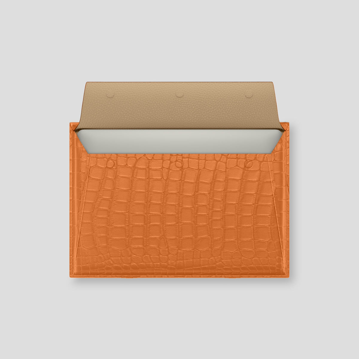 Orange Envelope For MacBook Air 13-inch (2022 / 2024) Alligator with Gold Metal -3 | Orange-Gold