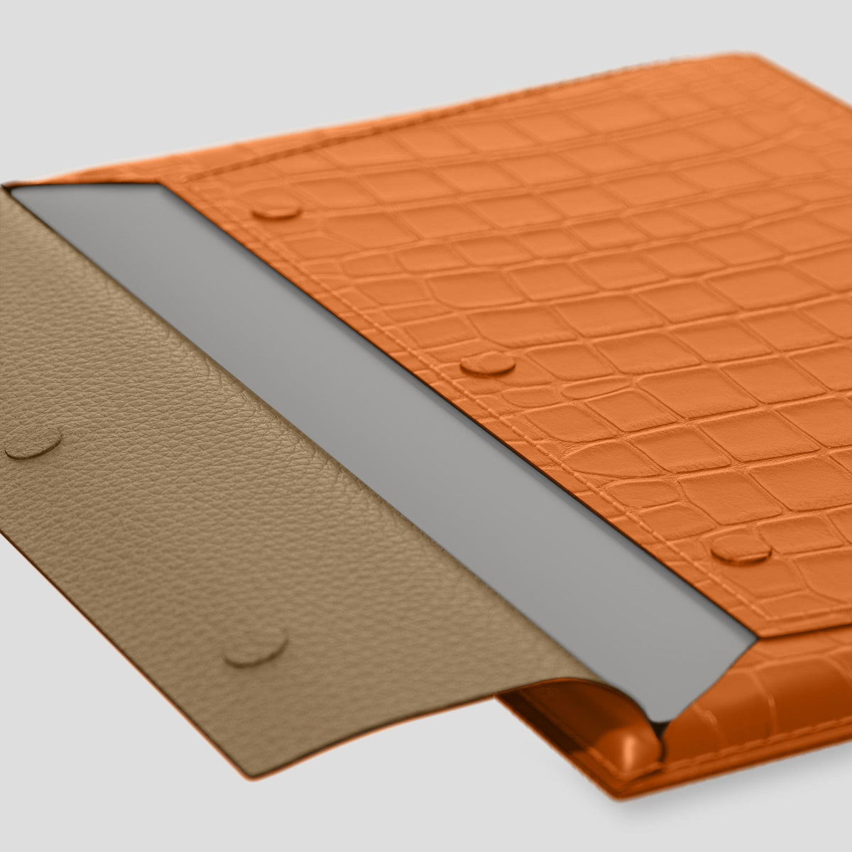 Orange Envelope For MacBook Air 13-inch (2022 / 2024) Alligator with Steel Metal -5 | Orange-Steel