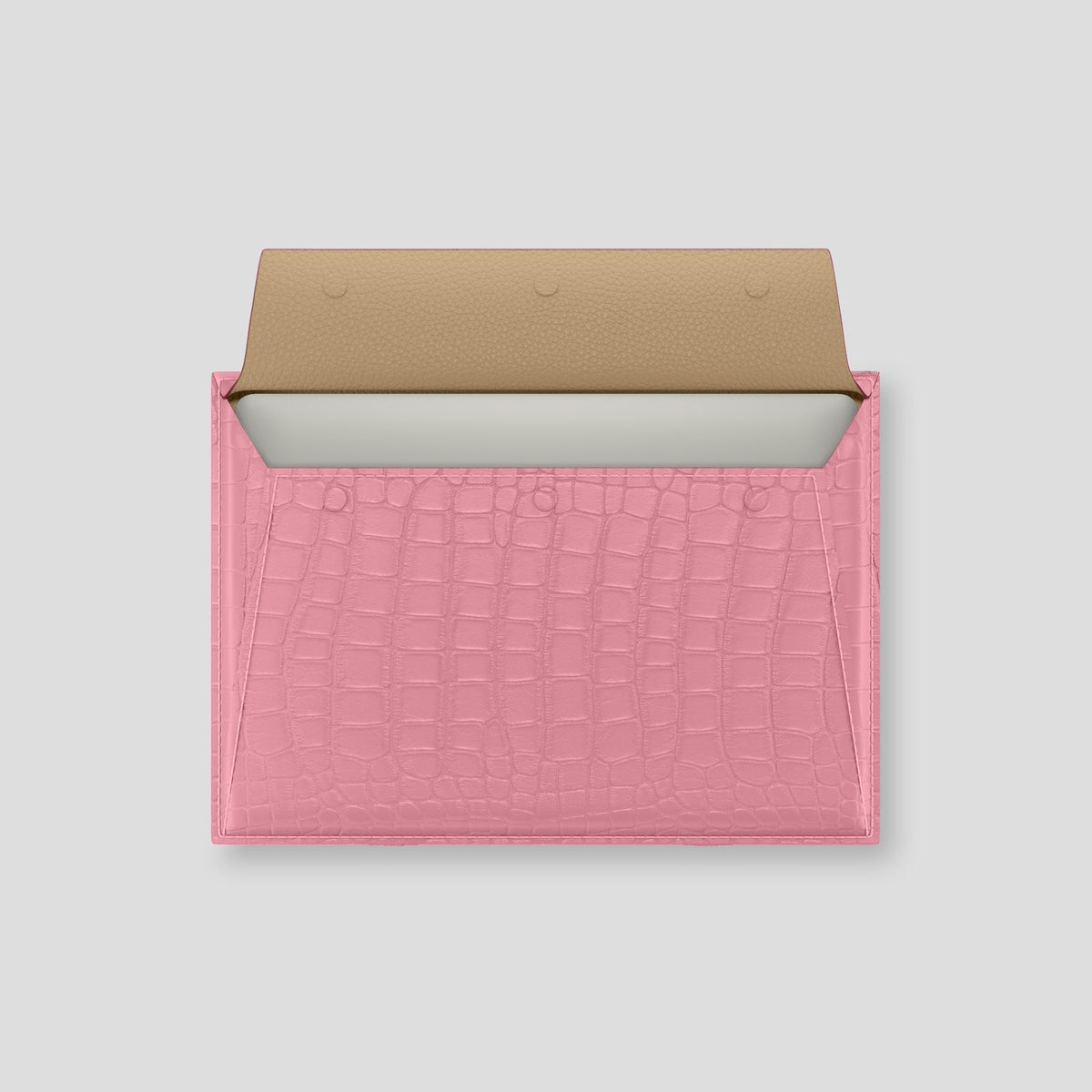 Pink Envelope For MacBook Air 13-inch (2022 / 2024) Alligator with Steel Metal -3 | Pink-Steel
