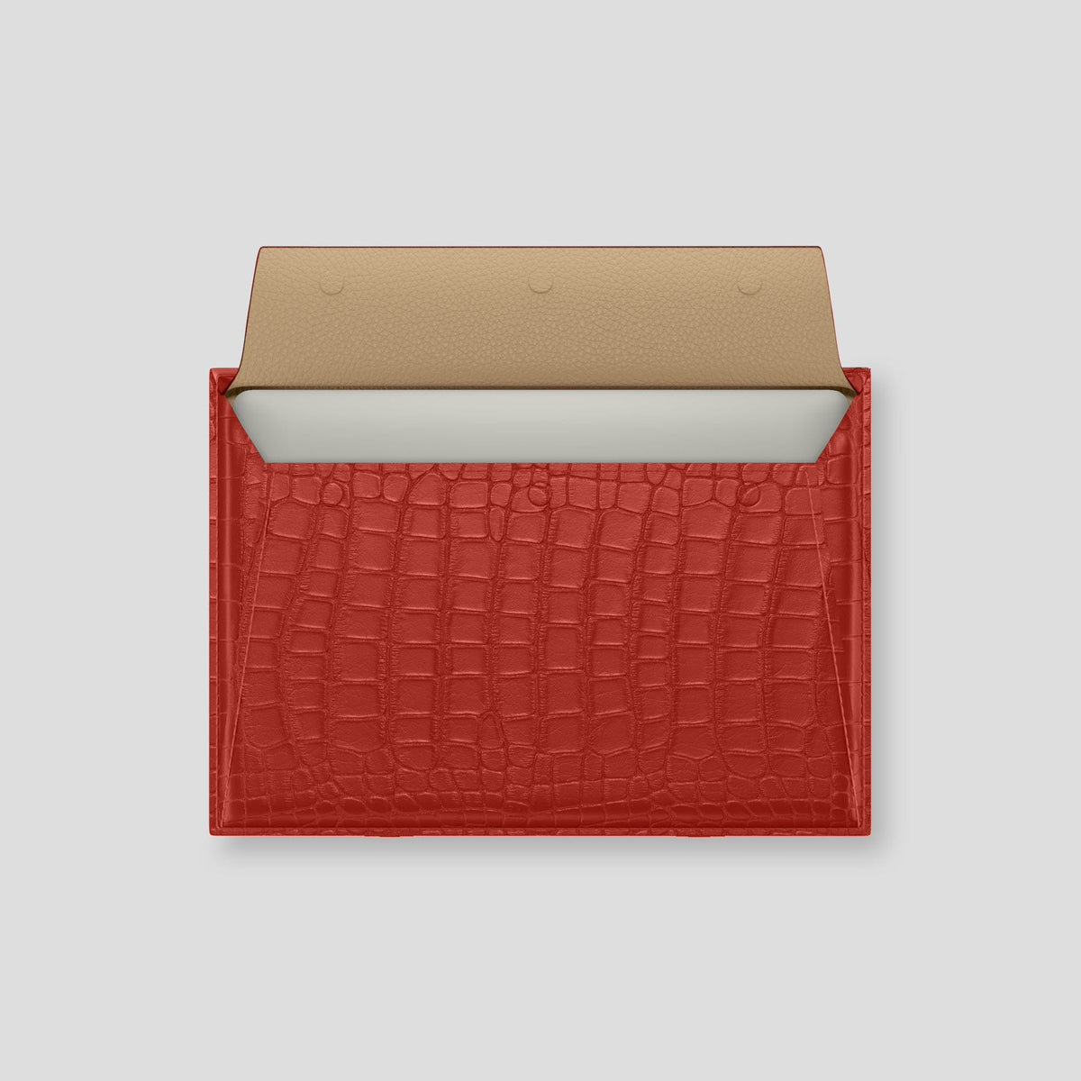 Red Envelope For MacBook Air 13-inch (2022 / 2024) Alligator with Black Metal -3 | Red-Black