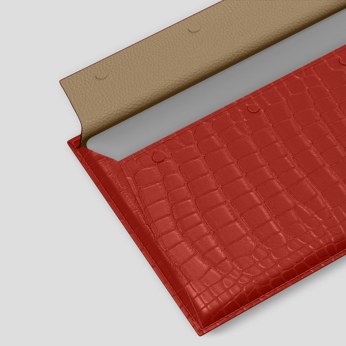 Red Envelope For MacBook Air 13-inch (2022 / 2024) Alligator with Gold Metal -4 | Red-Gold