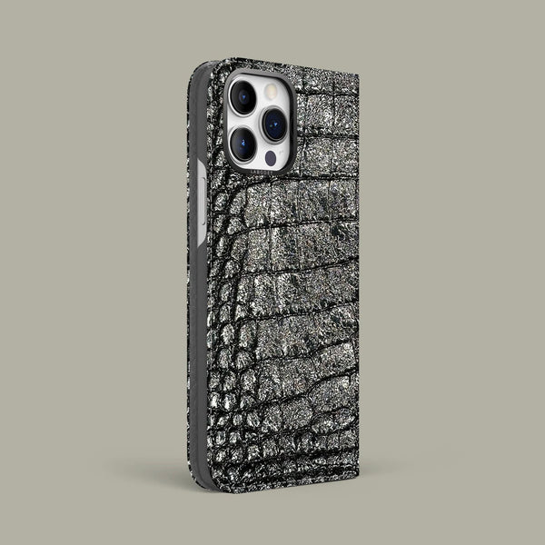 iPhone 15 Pro Max Folio Case 1/1 Old Silver Alligator