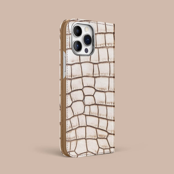 iPhone 15 Pro Max Folio Case 1/1 Cafe Creme Alligator