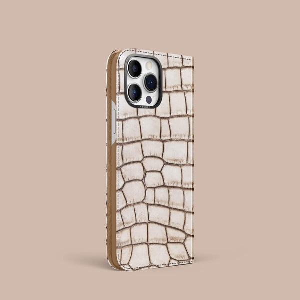 iPhone 15 Pro Folio Case 1/1 Cafe Creme Alligator