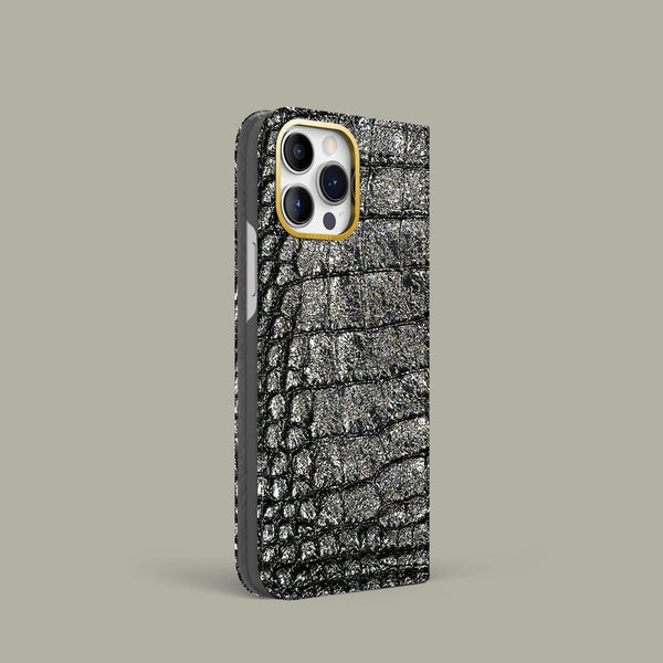 iPhone 15 Pro Folio Case 1/1 Old Silver Alligator