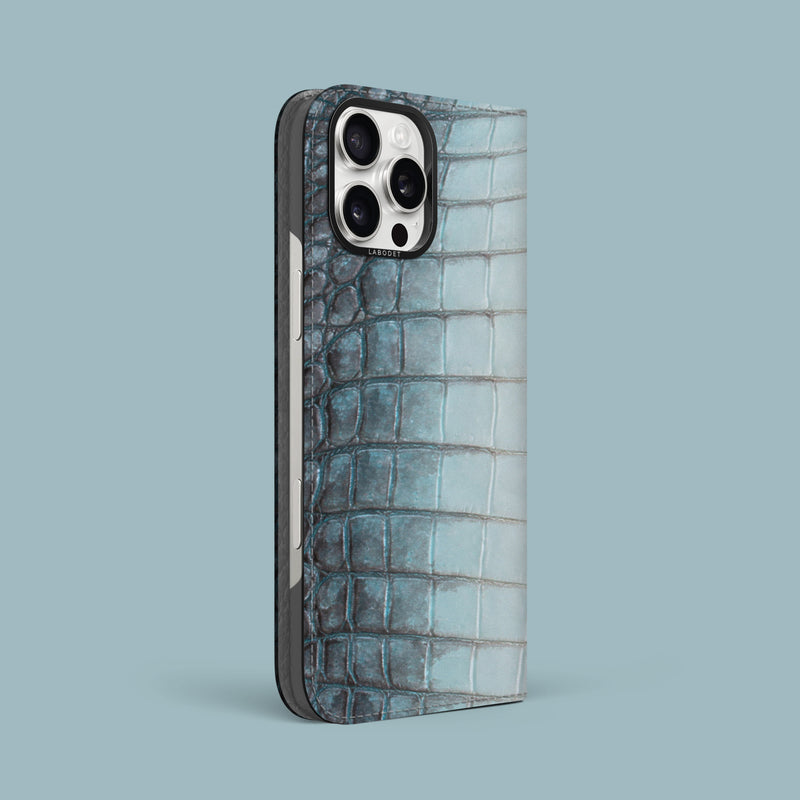 Lagoon iPhone 16 Pro Max Folio Case 1/1 Himalayan Crocodile with Black Metal -1 | Lagoon-Black