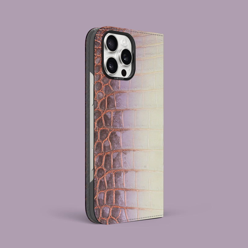 Lava iPhone 16 Pro Max Folio Case 1/1 Himalayan Crocodile with Black Metal -1 | Lava-Black