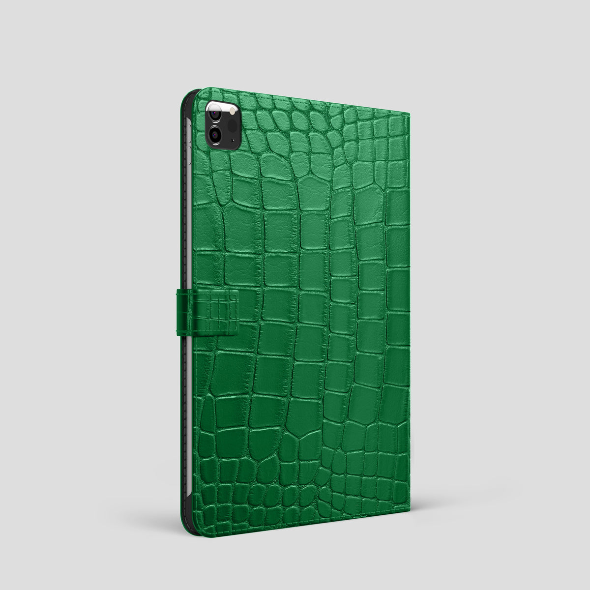 Forest-Green iPad Pro 11 Folio Case In Alligator with Steel Metal -1 | Forest-Green-Steel