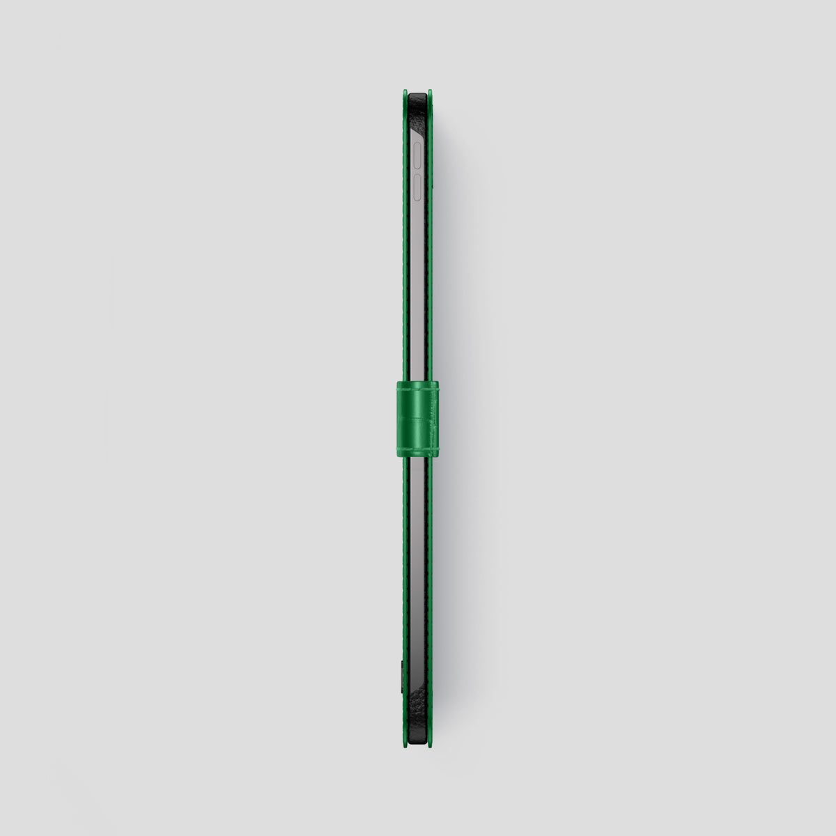 Forest-Green iPad Pro 12.9 Folio Case In Alligator with Black Metal -3 | Forest-Green-Black
