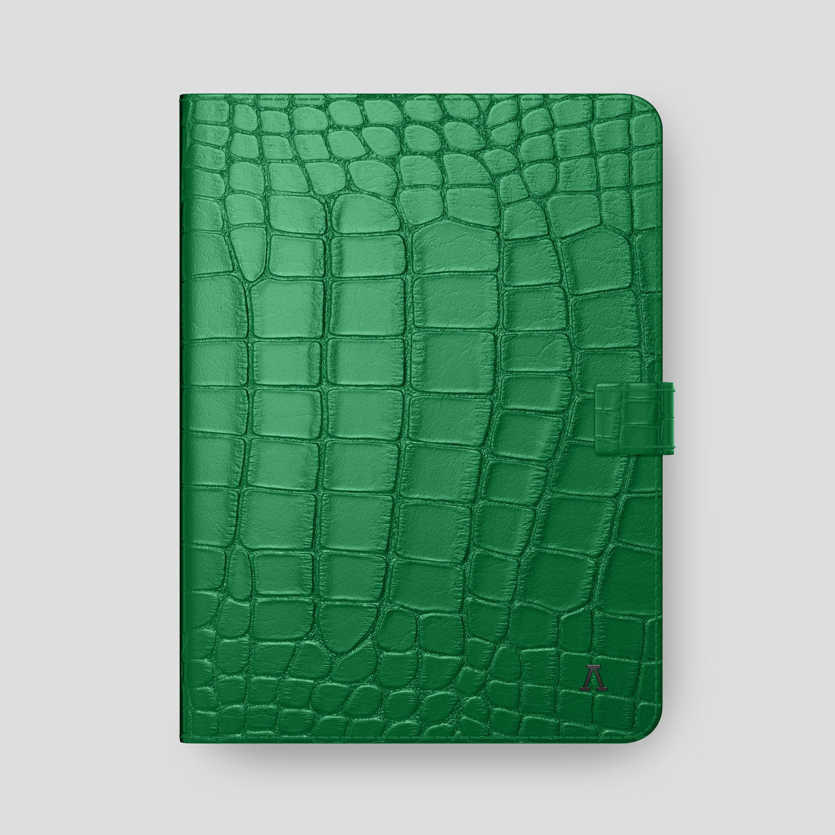 Forest-Green iPad Pro 12.9 Folio Case In Alligator with Black Metal -4 | Forest-Green-Black
