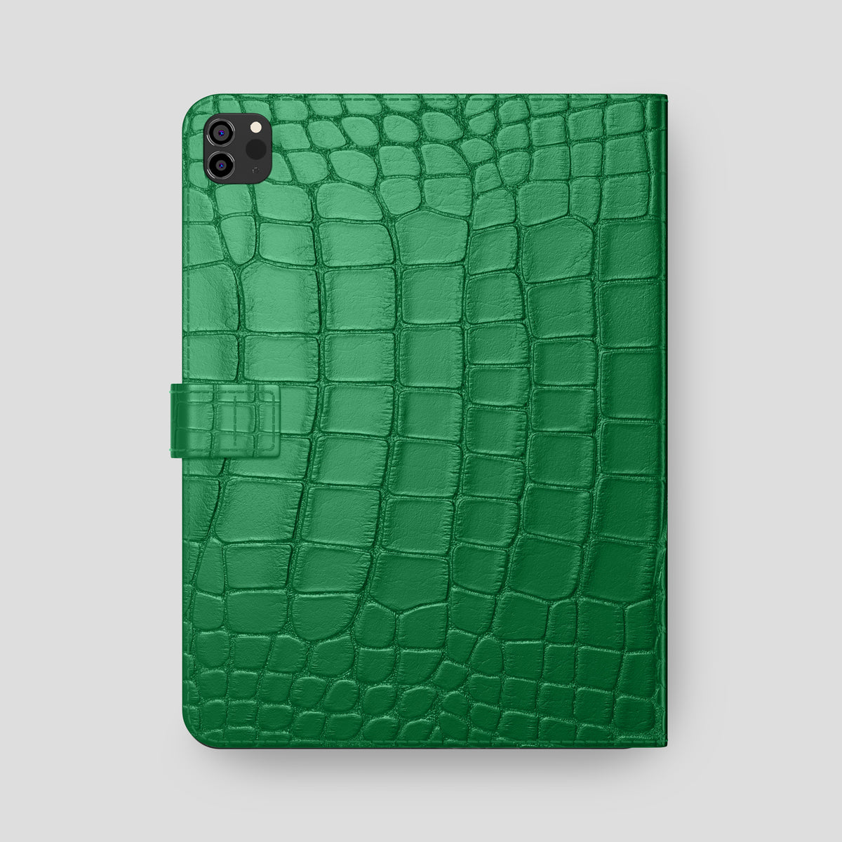 Forest-Green iPad Pro 12.9 Folio Case In Alligator with Gold Metal -5 | Forest-Green-Gold