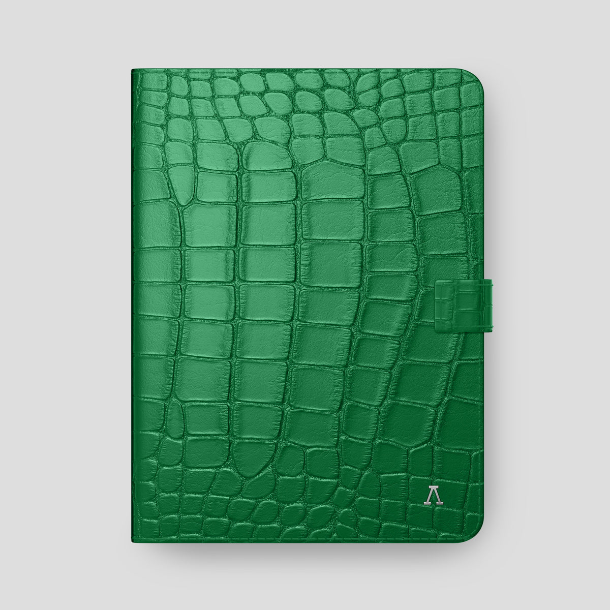 Forest-Green iPad Pro 12.9 Folio Case In Alligator with Steel Metal -4 | Forest-Green-Steel