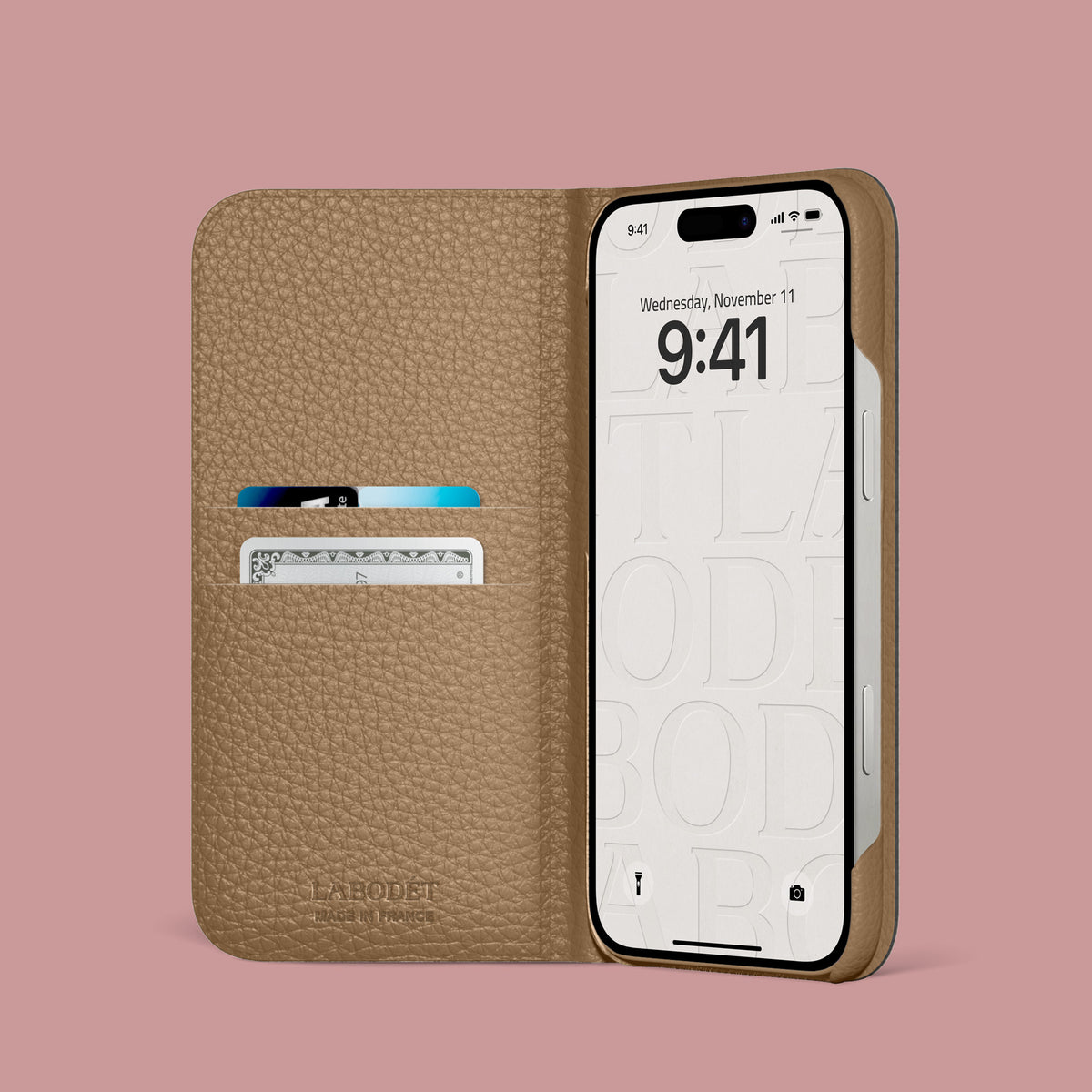 iPhone 16 Pro Folio Case 1/1 Deep Coral Alligator with Black Metal -2 | Deep-Coral-Black