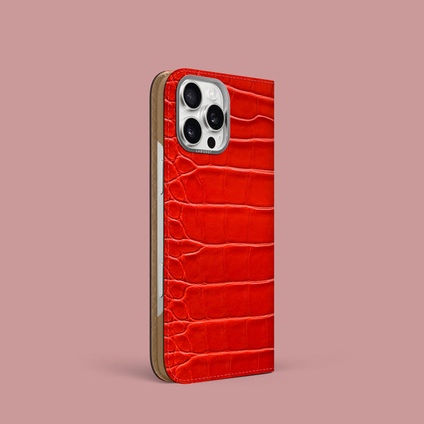 Folio Case Deep Coral For iPhone 16 Pro In Alligator