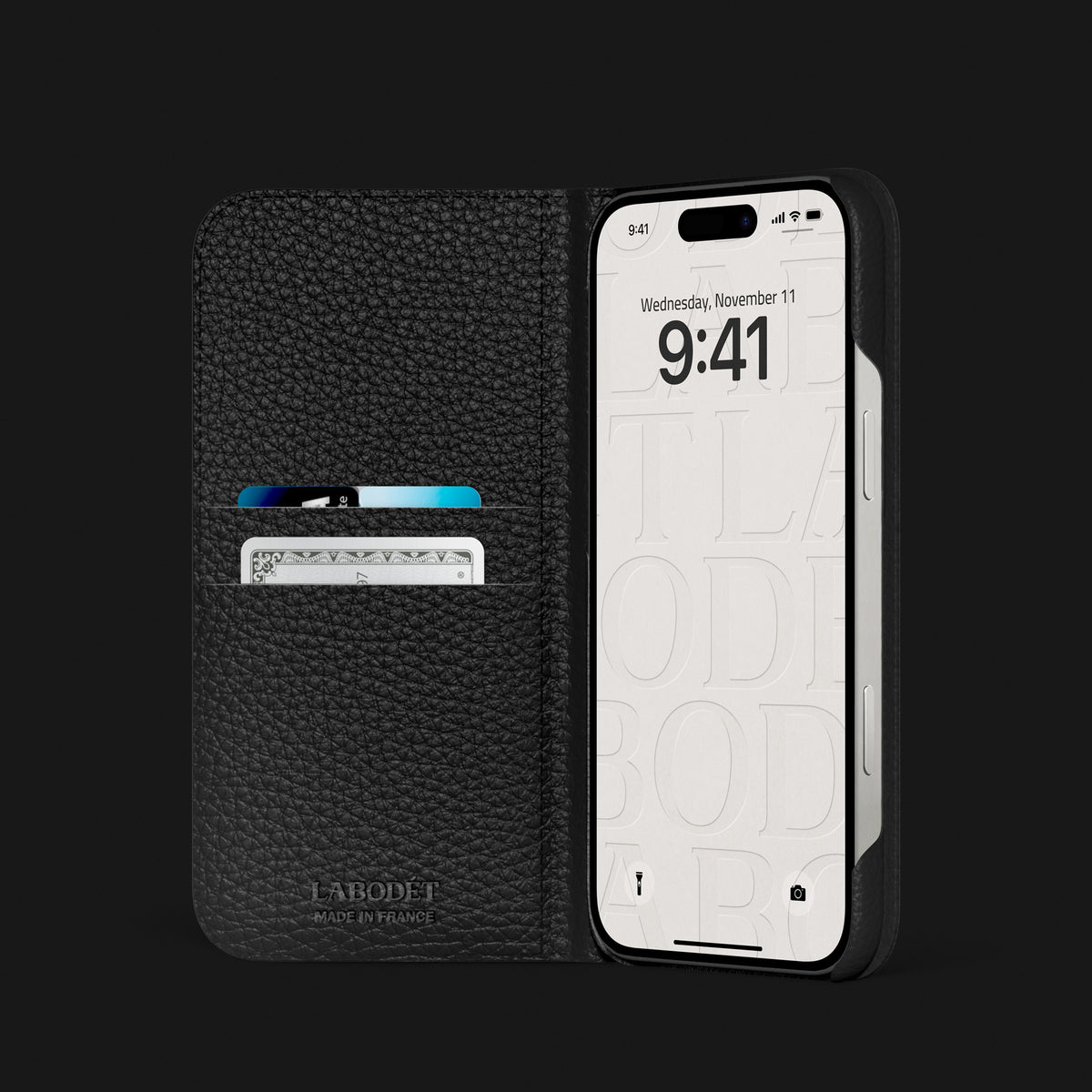 Folio Case Edition-Black For iPhone 16 Pro In Alligator with Steel Metal -2 | Edition-Black-Steel
