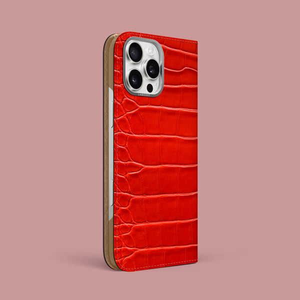 Folio Case Deep Coral For iPhone 16 Pro Max In Alligator