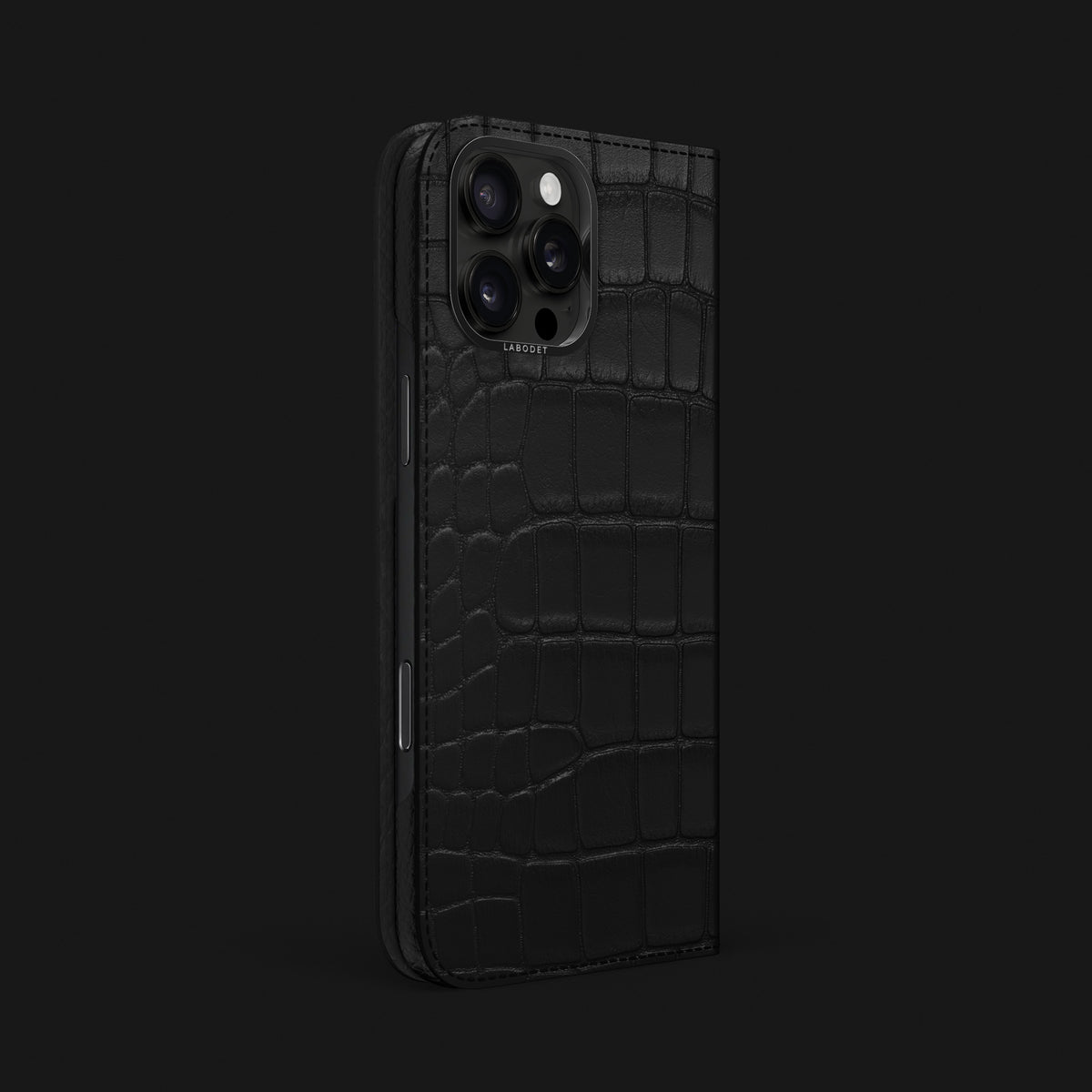 Folio Case Edition-Black For iPhone 16 Pro Max In Alligator with Black Metal -1 | Edition-Black-Black