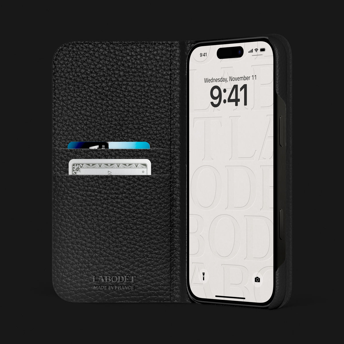 Folio Case Edition-Black For iPhone 16 Pro Max In Alligator with Black Metal -2 | Edition-Black-Black
