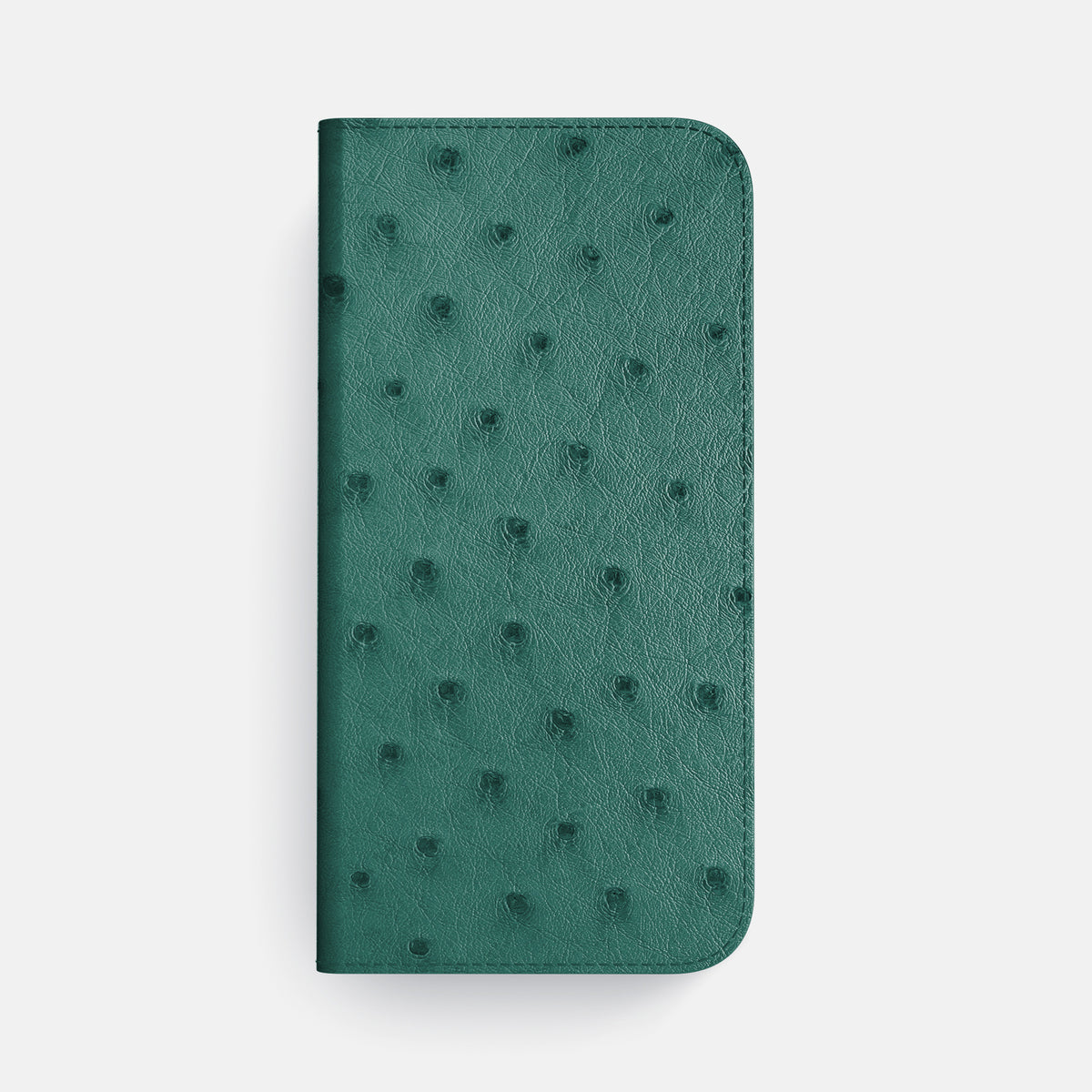 Forest-Green iPhone 16 Pro Max Folio Case Ostrich with Gold Metal -4 | Forest-Green-Gold