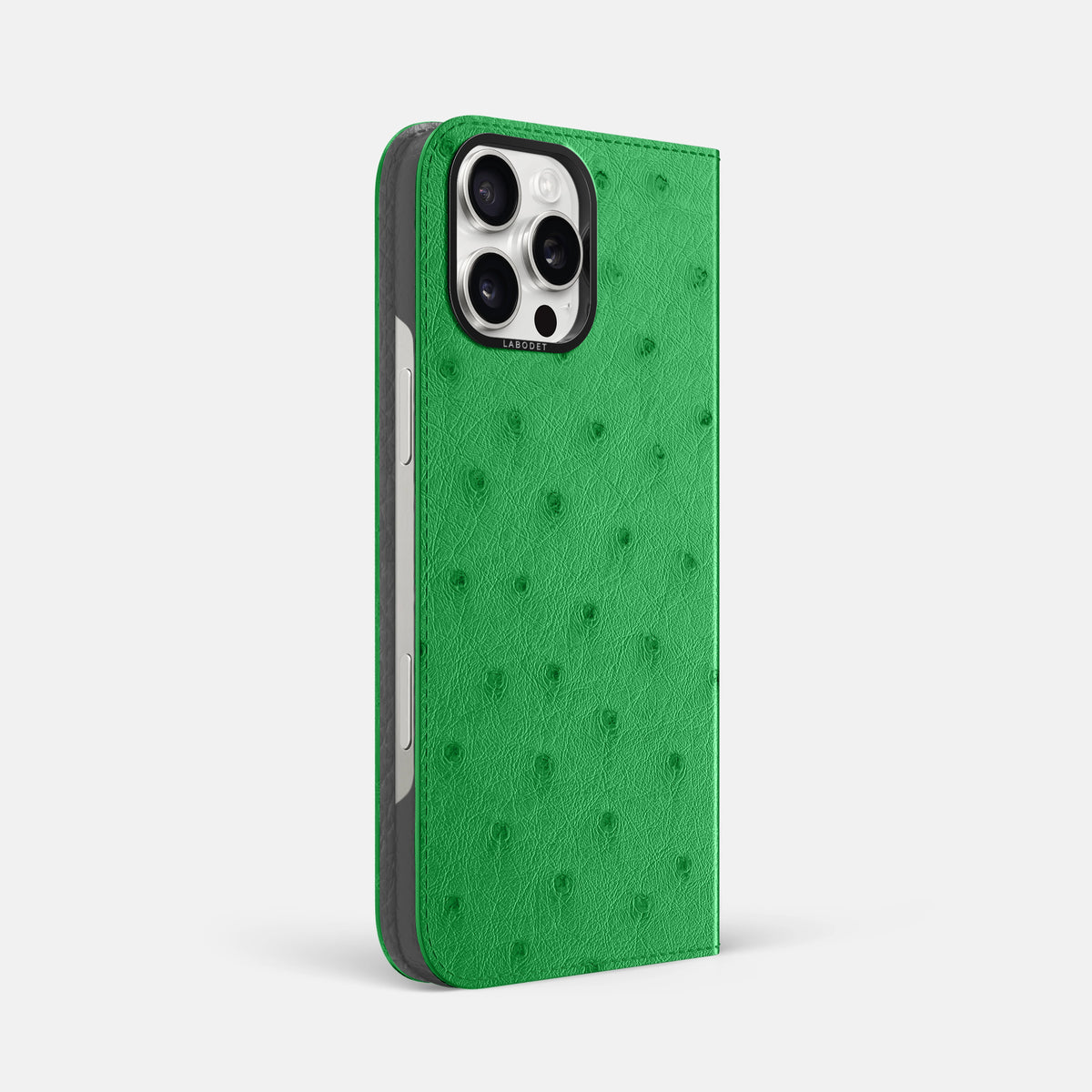 Kentucky Green iPhone 16 Pro Max Folio Case Ostrich with Black Metal -1 | Kentucky-Green-Black
