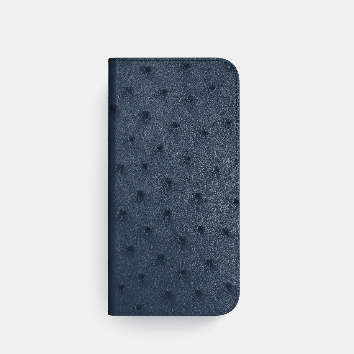 Navy-Blue iPhone 16 Pro Folio Case Ostrich with Gold Metal -4 | Navy-Blue-Gold