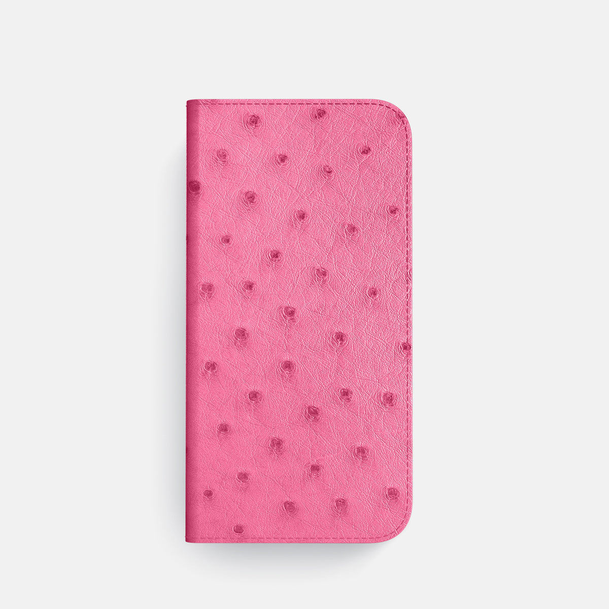 Pink iPhone 16 Pro Folio Case Ostrich with Gold Metal -4 | Pink-Gold