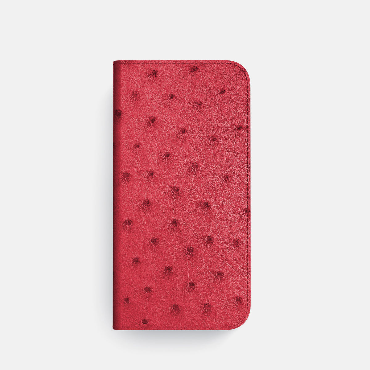 Red iPhone 16 Pro Folio Case Ostrich with Black Metal -4 | Red-Black