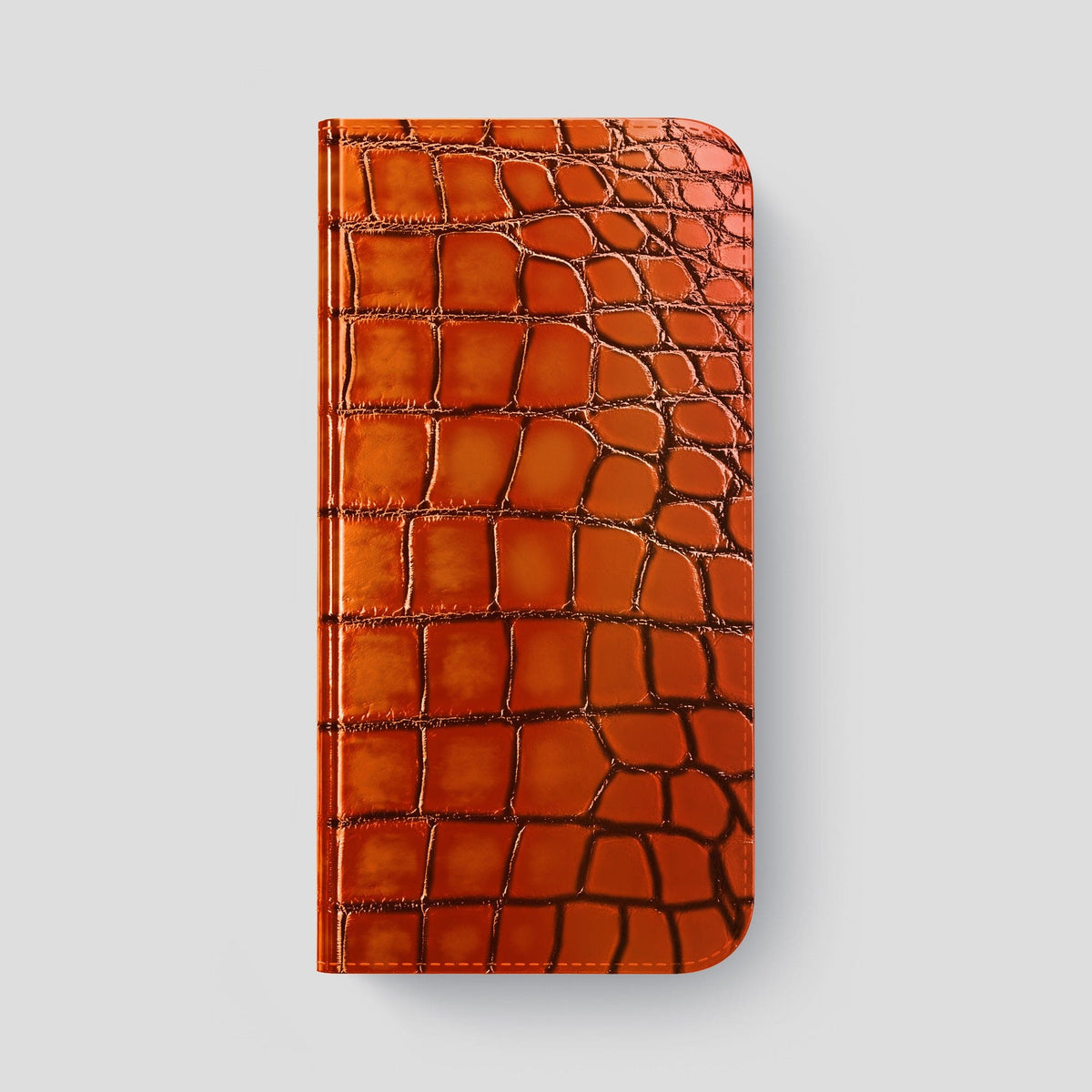 Clay-Court iPhone 15 Pro Max Folio Magsafe Case Patina Alligator with Black Metal -4 | Clay-Court-Black