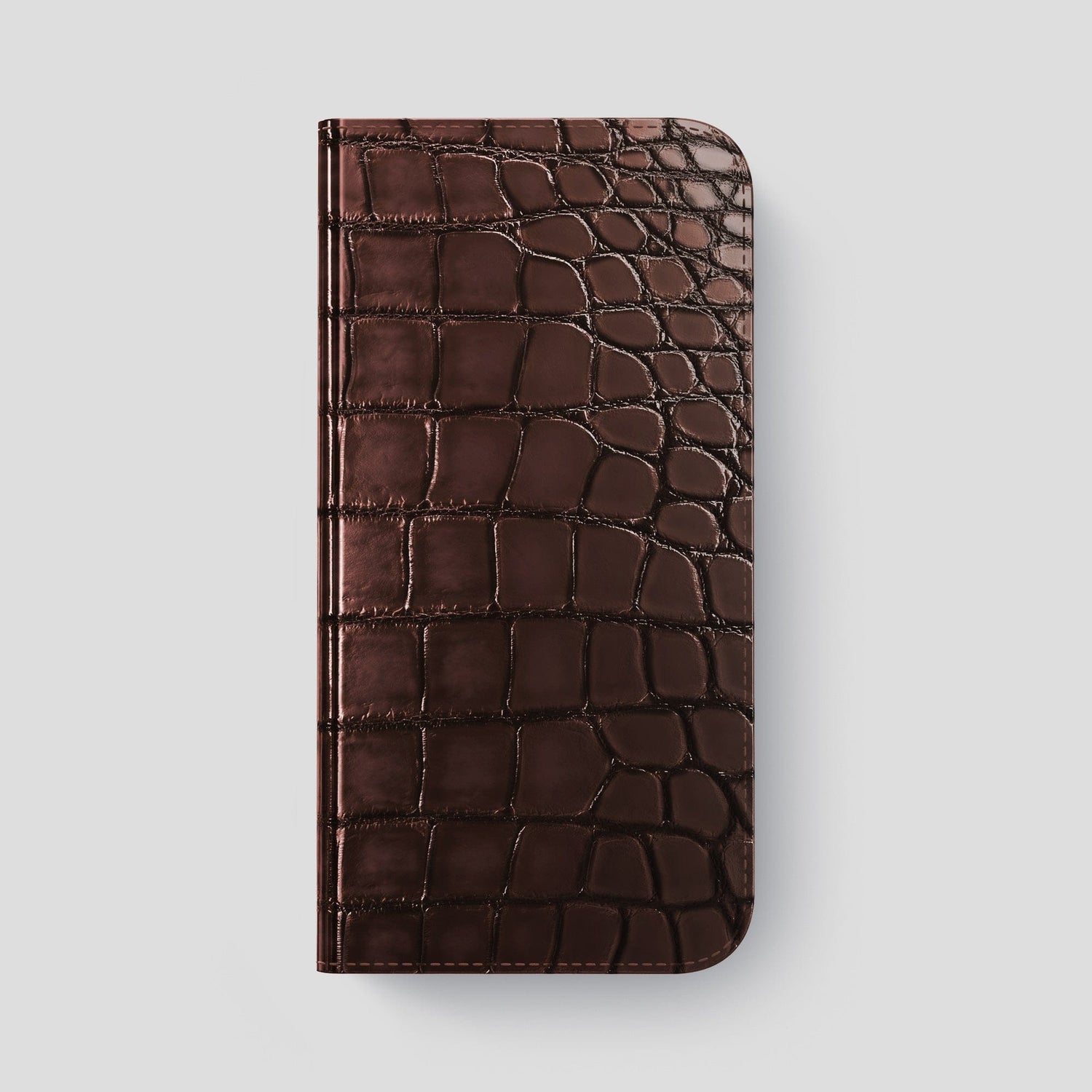 Grape-Wine iPhone 15 Pro Max Folio Magsafe Case Patina Alligator with Steel Metal -4 | Grape-Wine-Steel