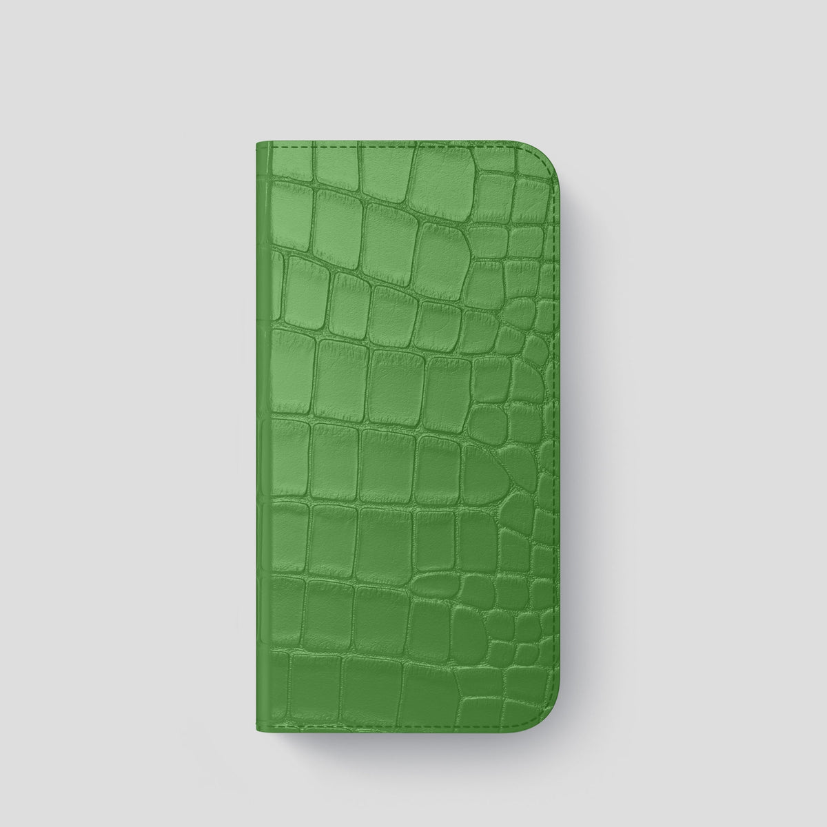 Apple-Green iPhone 14 Pro Folio Case Alligator with Steel Metal -4 | Apple-Green-Steel