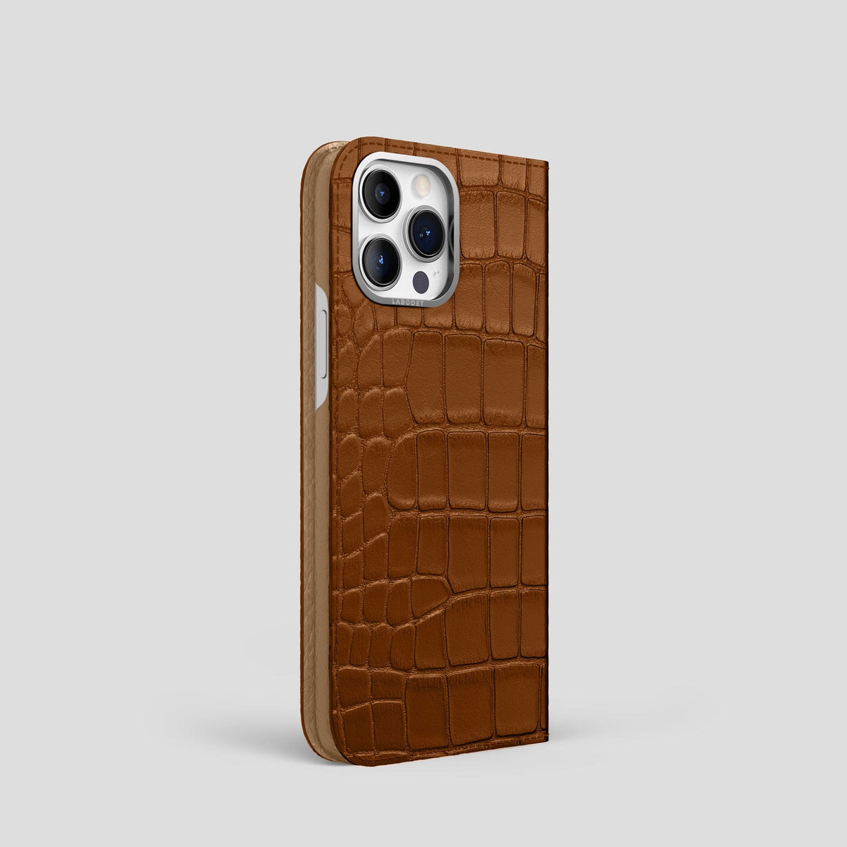 Honey iPhone 14 Pro Folio Case Alligator with Steel Metal -1 | Honey-Steel