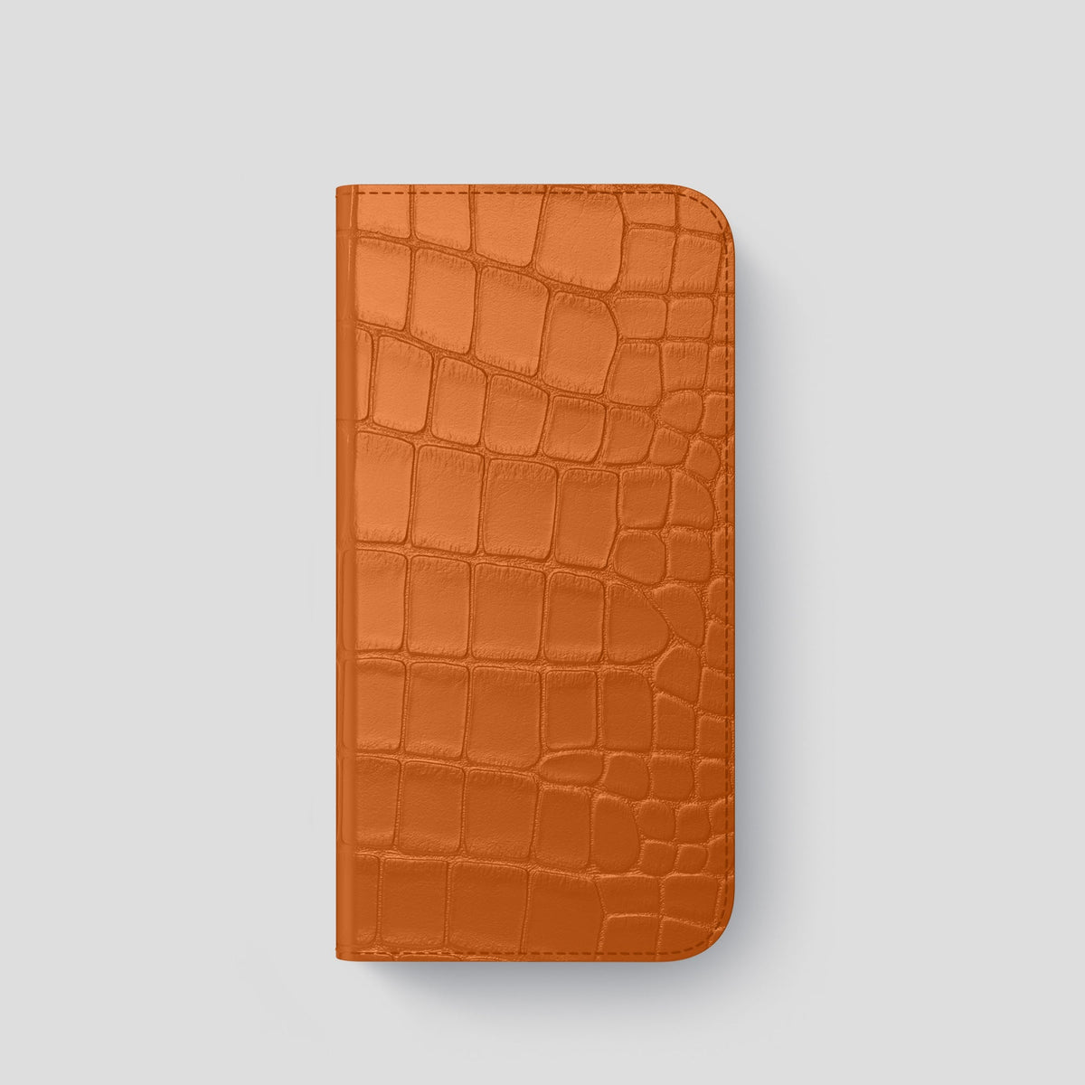 Orange iPhone 14 Pro Folio Case Alligator with Gold Metal -4 | Orange-Gold