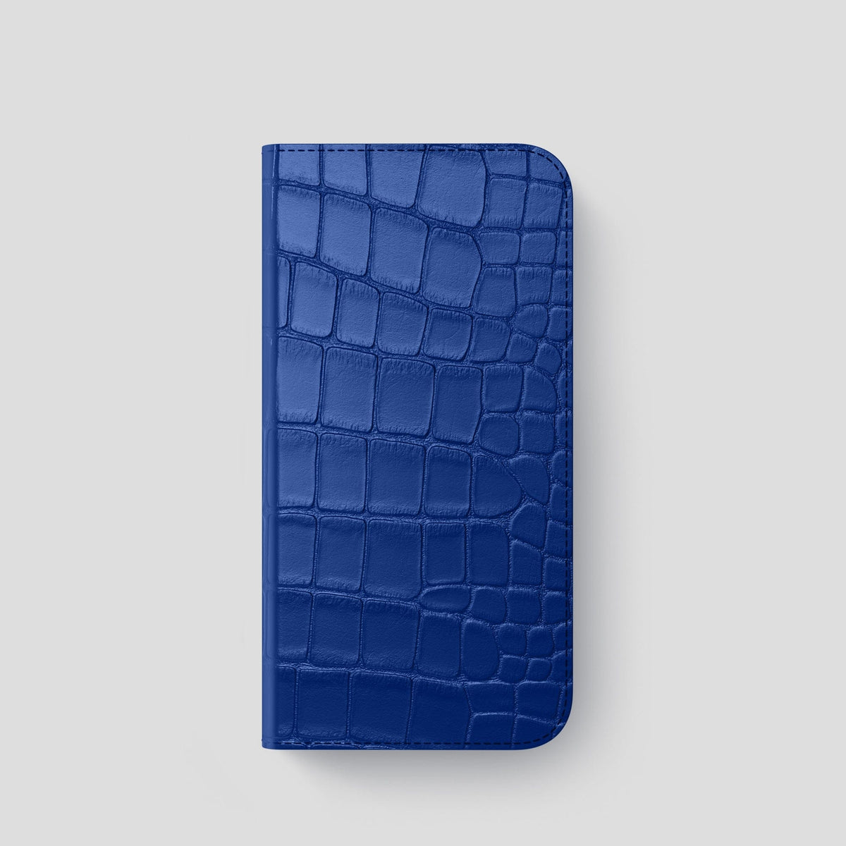 Royal Blue iPhone 14 Pro Folio Case Alligator with Gold Metal -4 | Royal-Blue-Gold