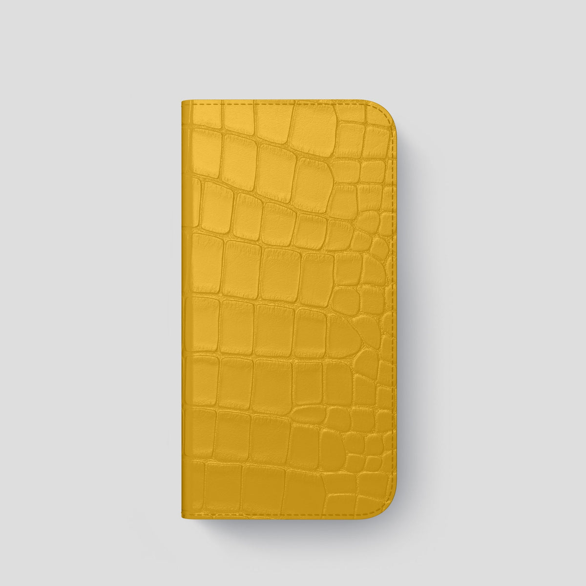 Yellow iPhone 14 Pro Folio Case Alligator with Black Metal -4 | Yellow-Black
