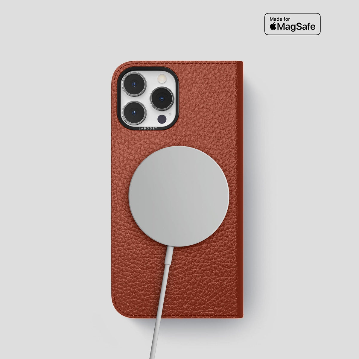 Dark Brown iPhone 14 Pro Folio Magsafe Case Calf with Black Metal -3 | Dark-Brown-Black