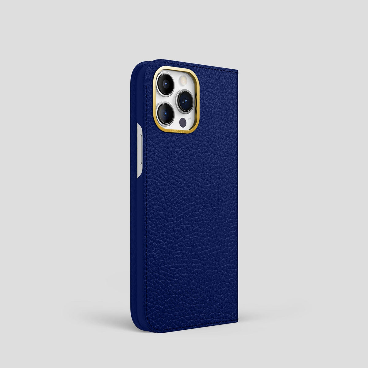 Royal Blue iPhone 14 Pro Folio Magsafe Case Calf with Gold Metal -1 | Royal-Blue-Gold