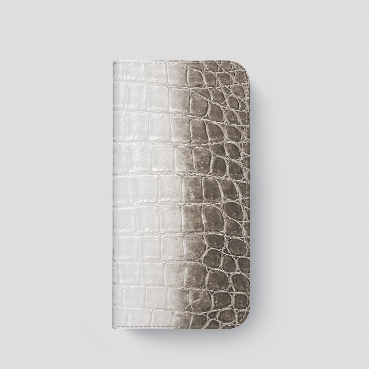 Dark iPhone 14 Pro Folio Case Himalayan Crocodile with Gold Metal -4 | Dark-Gold