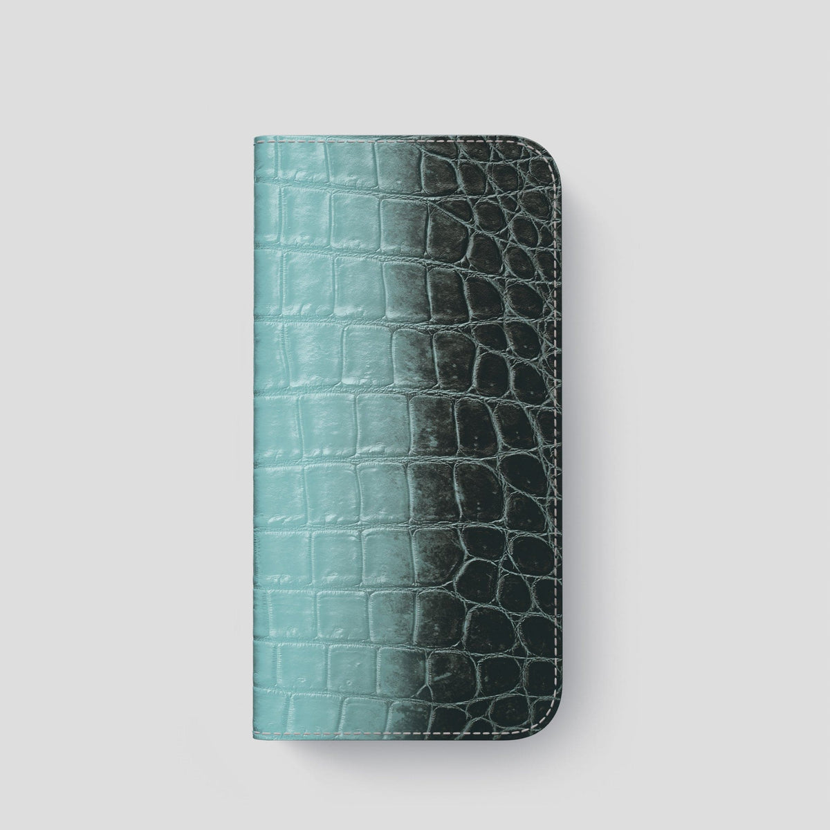 Light-Mint iPhone 14 Pro Folio Case Himalayan Crocodile with Gold Metal -4 | Light-Mint-Gold