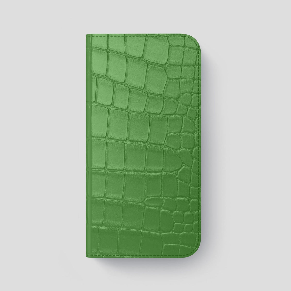 Apple-Green iPhone 14 Pro Max Folio Case Alligator with Black Metal -4 | Apple-Green-Black