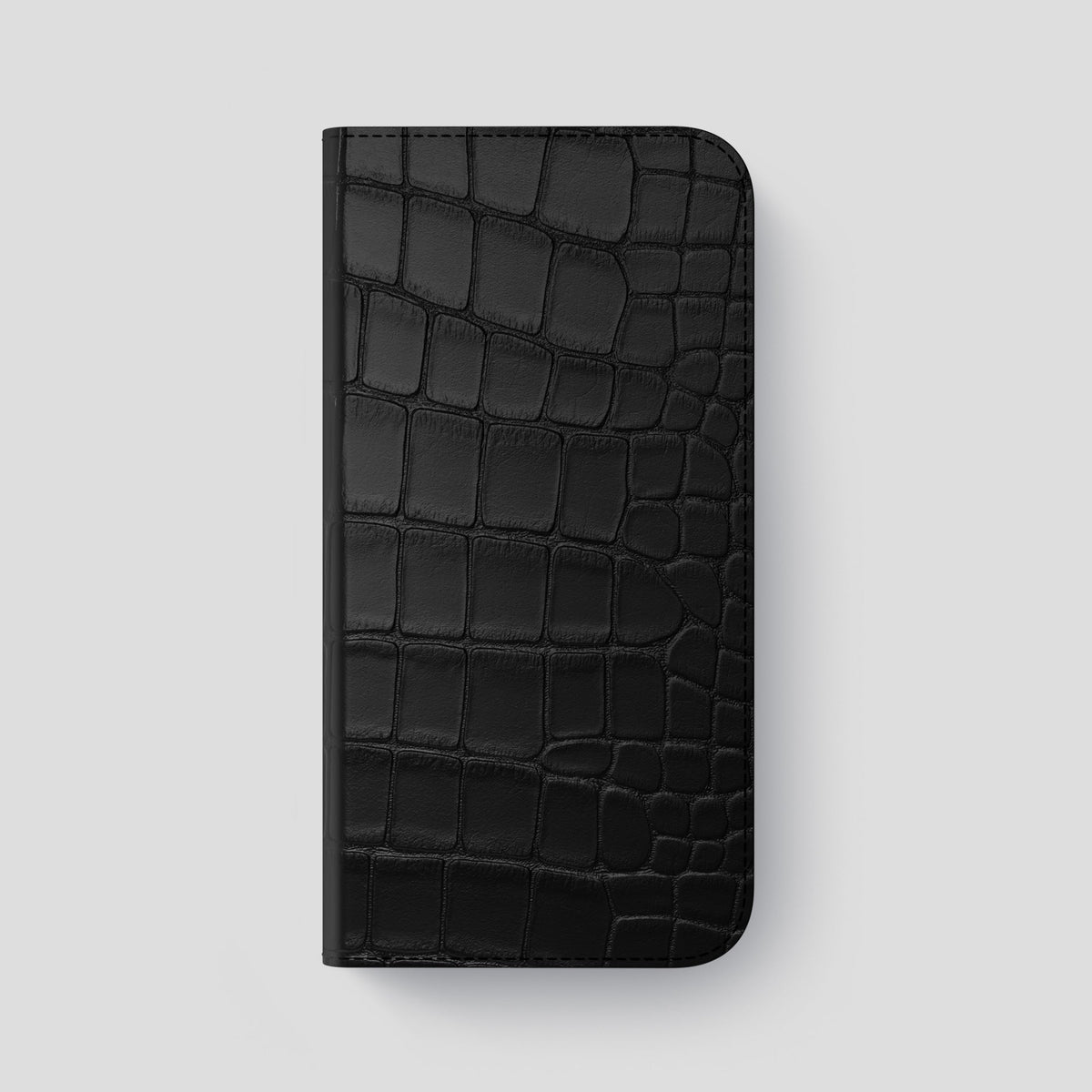 Black iPhone 14 Pro Max Folio Case Alligator with Black Metal -4 | Black-Black