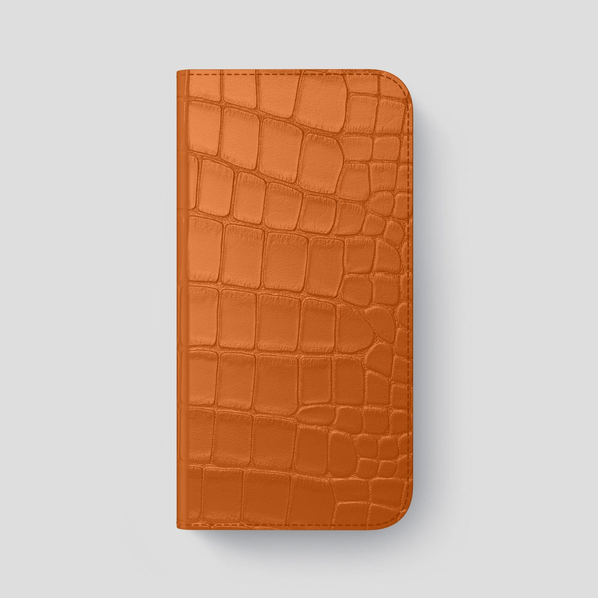 Orange iPhone 14 Pro Max Folio Case Alligator with Gold Metal -4 | Orange-Gold
