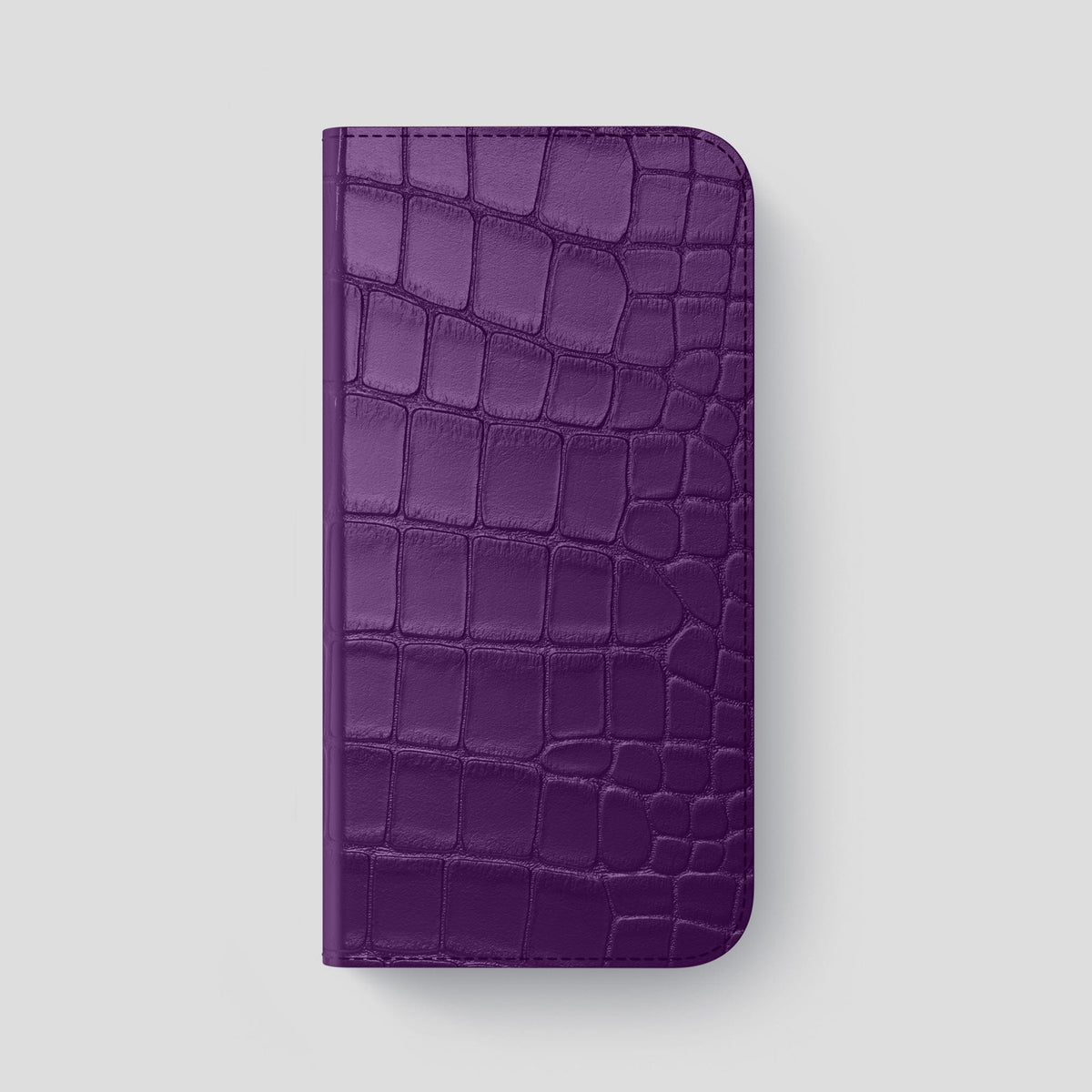 Purple iPhone 14 Pro Max Folio Case Alligator with Steel Metal -4 | Purple-Steel