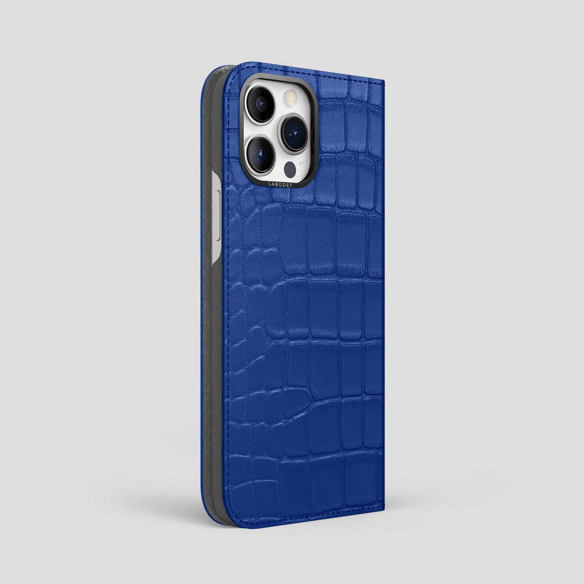 Royal Blue iPhone 14 Pro Max Folio Case Alligator with Black Metal -1 | Royal-Blue-Black