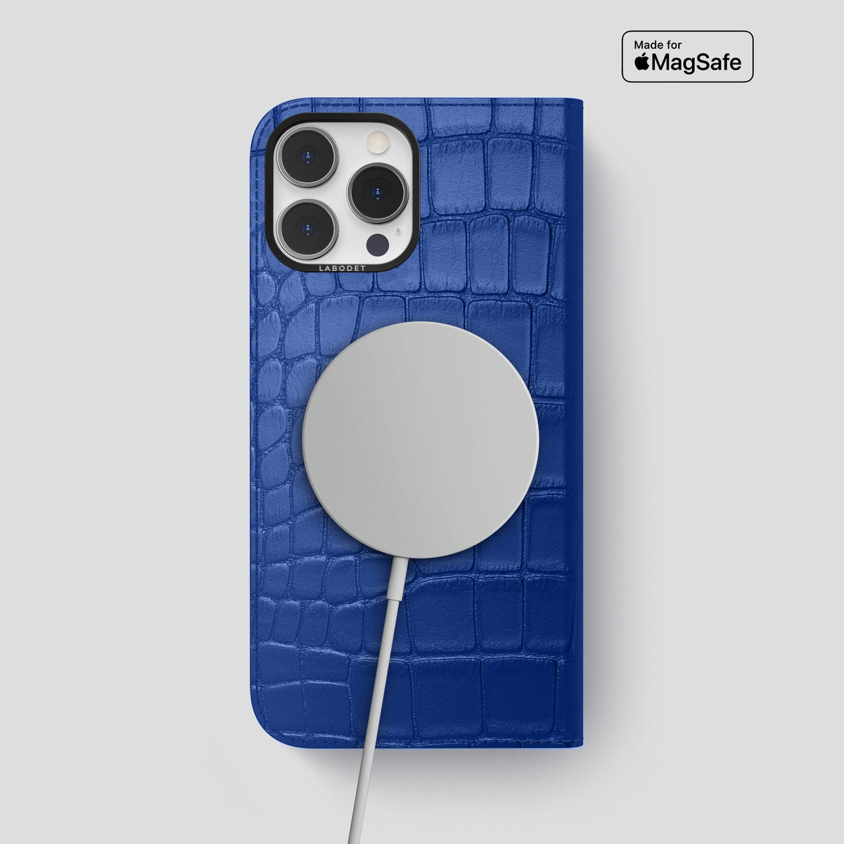 Royal Blue iPhone 14 Pro Max Folio Case Alligator with Black Metal -3 | Royal-Blue-Black