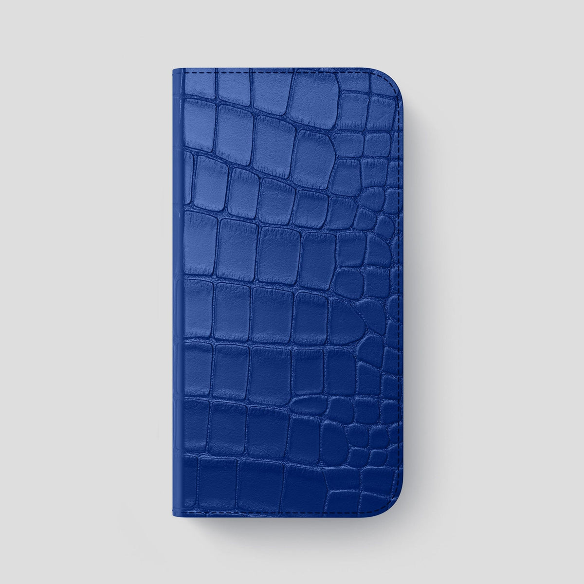 Royal Blue iPhone 14 Pro Max Folio Case Alligator with Steel Metal -4 | Royal-Blue-Steel