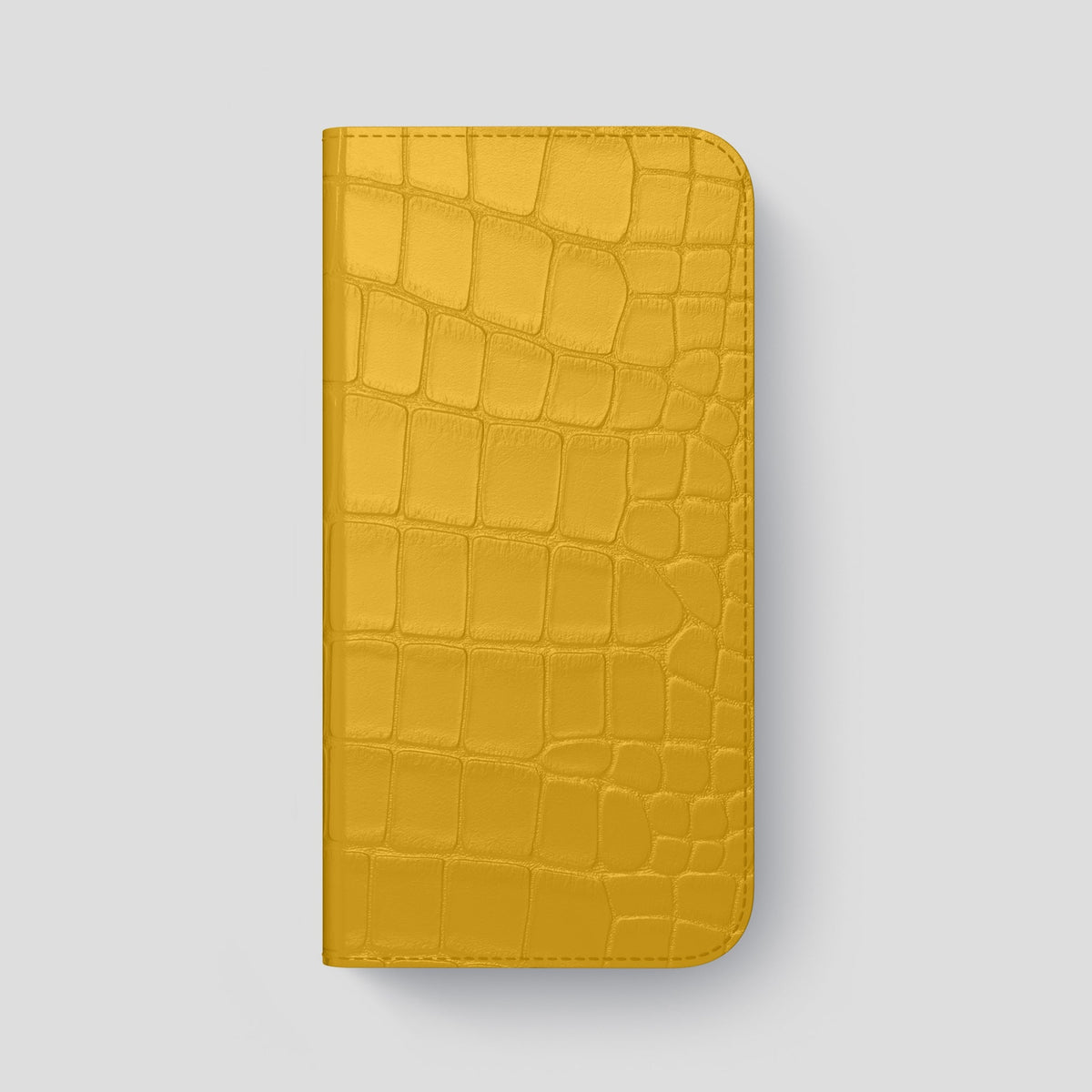 Yellow iPhone 14 Pro Max Folio Case Alligator with Gold Metal -4 | Yellow-Gold