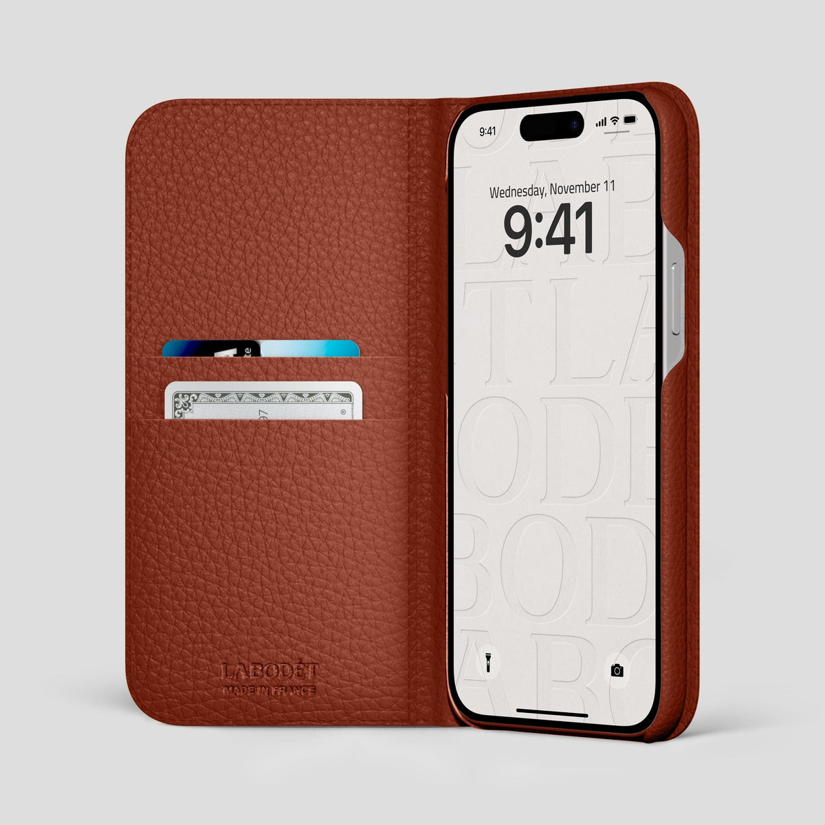 Dark Brown iPhone 14 Pro Max Folio Magsafe Case Calf with Black Metal -2 | Dark-Brown-Black