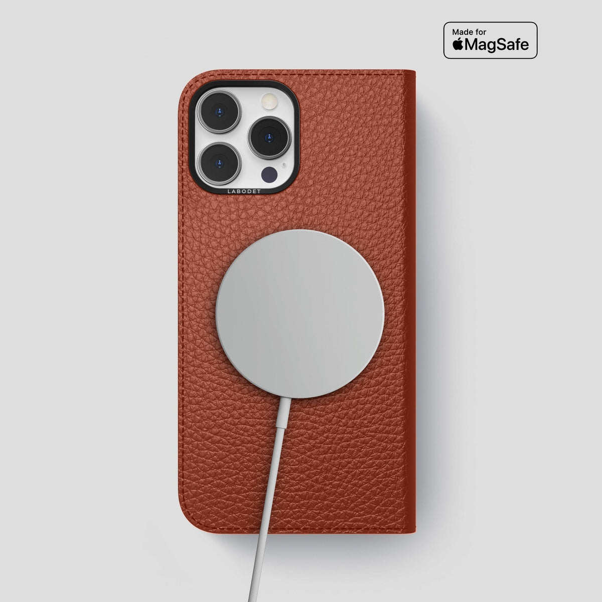 Dark Brown iPhone 14 Pro Max Folio Magsafe Case Calf with Black Metal -3 | Dark-Brown-Black